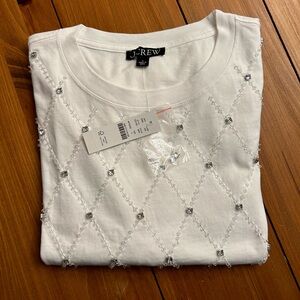 New w/tag, white embellished tshirt
